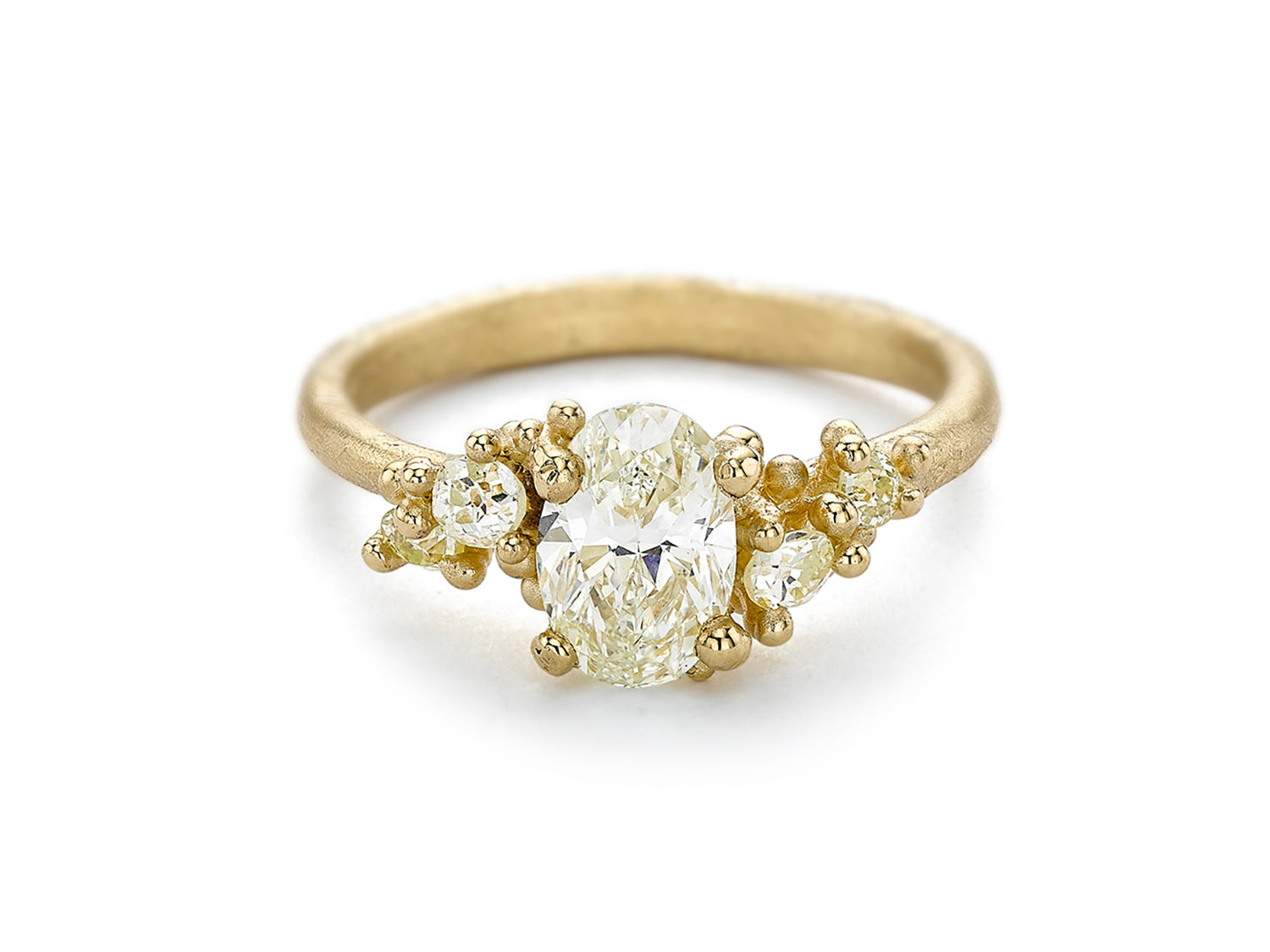 Oval Yellow Diamond Cluster Ring
