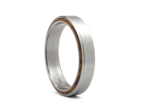 Platinum and Oxidized Sterling Silver Channel Men's Wedding Band