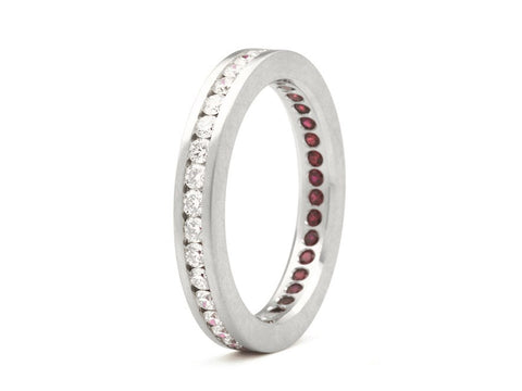 Red Gold, Wood Inlay, Diamond and Ruby Men's Wedding Band