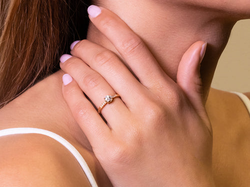 Hand Engraved Diamond "Eliza" Engagement Ring