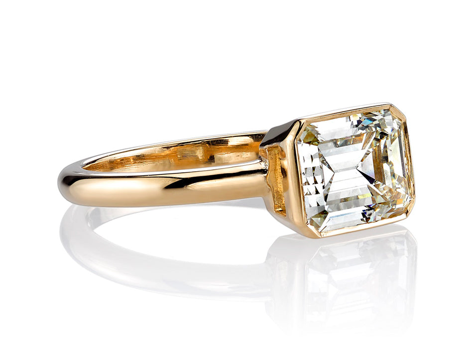 Emerald Diamond "Leah" Engagement Ring in Yellow Gold