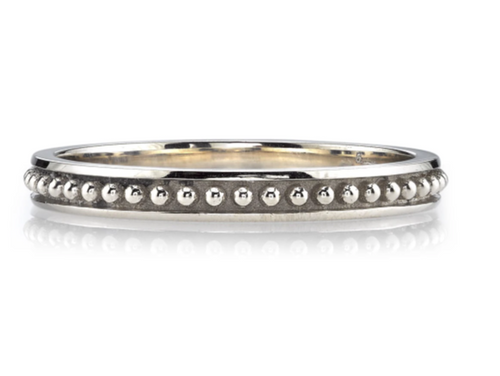 Beaded "Brinly" Wedding Band in White Gold