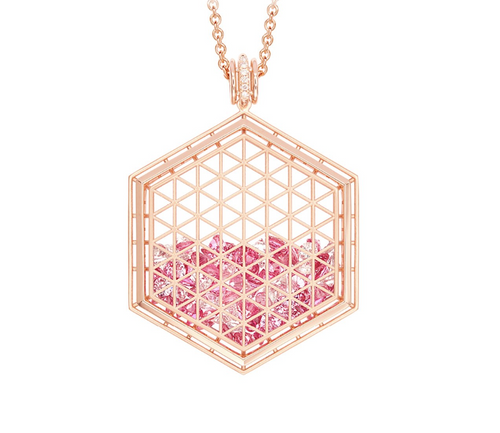 Floating Pink Spinel, White Sapphire and Diamond Necklace