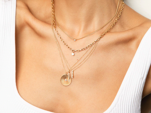 Dangling Bezel Diamond with Oval Link Chain Necklace