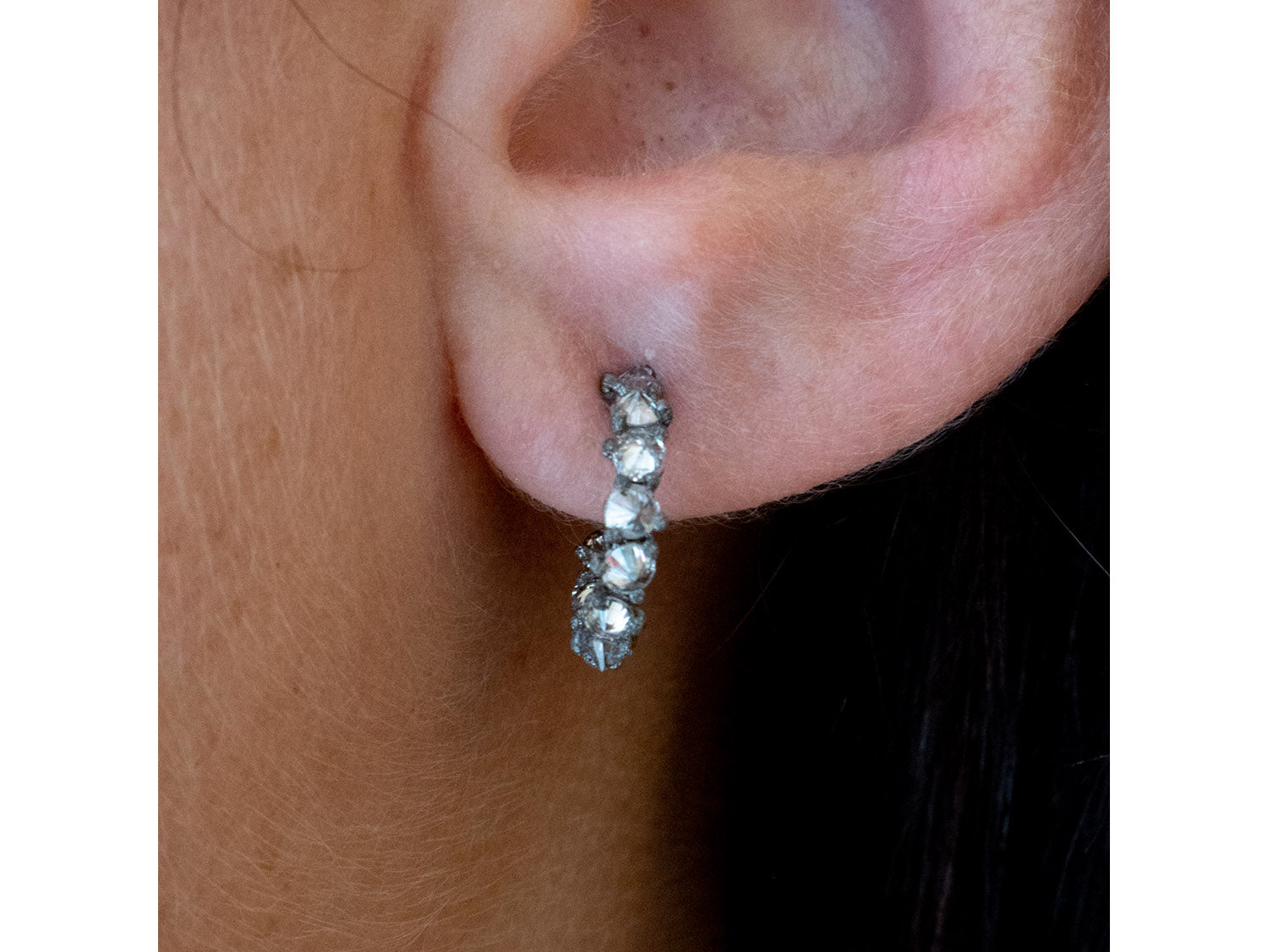 Inverted (Upside Down) Diamond 14mm Hoop Earrings (Small)
