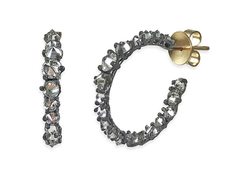 Rustic Gray Pavé Diamond Earrings