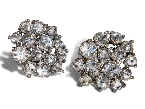 Inverted Diamond Cluster Stud Earrings