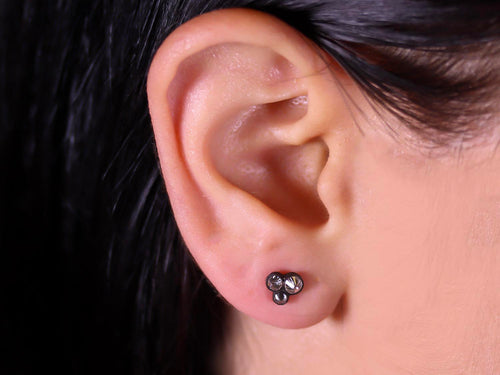 Inverted (Upside Down) Diamond Stud Earrings in Blackened 18K Gold