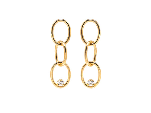 Diamond Chain Link Earrings in Yellow Gold