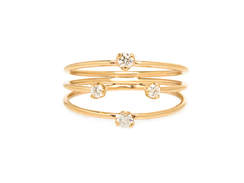 Three-Band Diamond and Freshwater Pearl Ring in 14K Yellow Gold