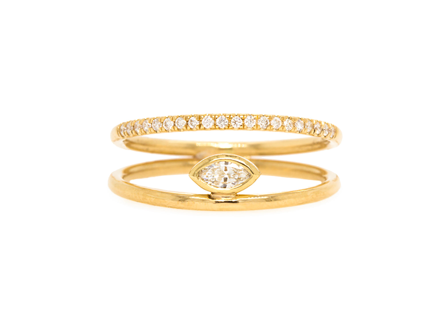 Pavé and Marquise Diamond Double Band Ring