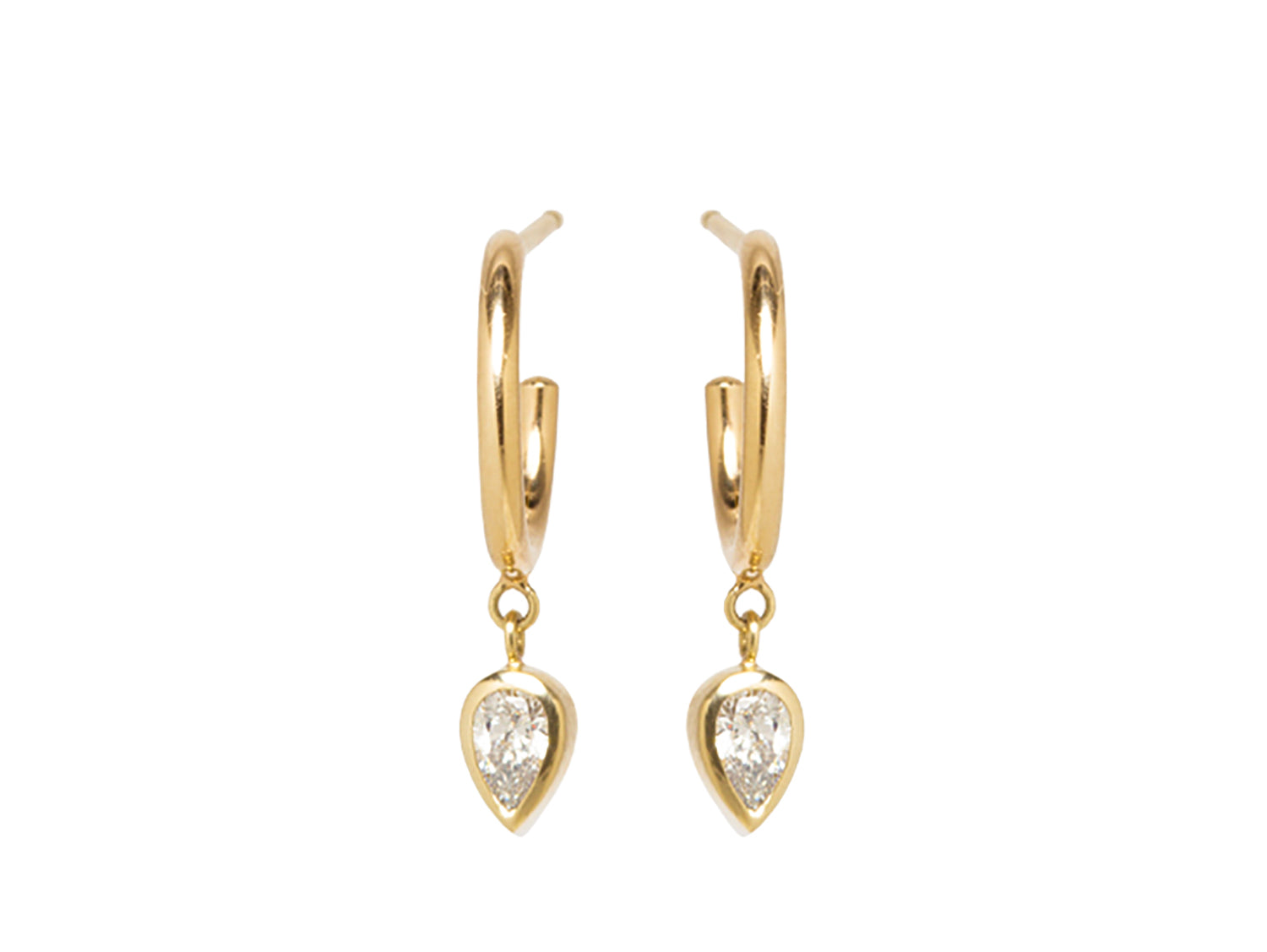 Pear Diamond Huggie Hoop Earrings