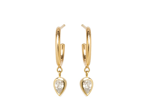 Pavé Diamond 18mm Hoop Earrings in 14K Yellow Gold