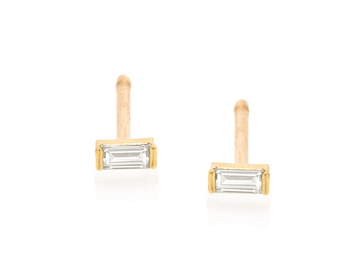Baguette Diamond Petite Stud Earrings