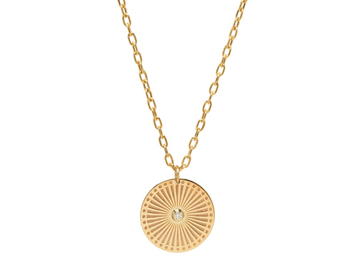 Diamond Medallion Pendant Necklace in 14K Yellow Gold