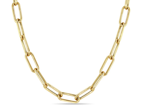 Paperclip Chain Necklace in 14K Yellow Gold