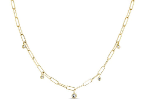 Oval Link Chain Necklace with Pavé Diamond Toggle Clasp