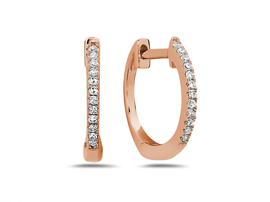 14K Rose Gold and Diamond Huggie Earrings at the Best Jewelry Store inWashington DC