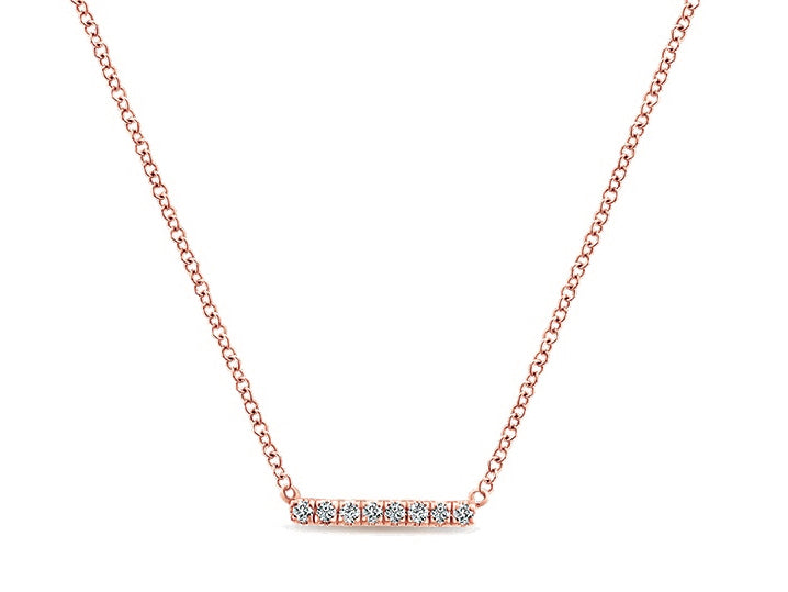 Simple Rose Gold and Diamond Bar Necklace at the Best Jewelry Store in Washington DC