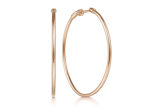 Classic Round 40mm Hoop Earrings in Rose Gold
