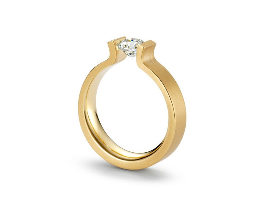 Tension-Set Round Brilliant Diamond Solitaire Engagement Ring