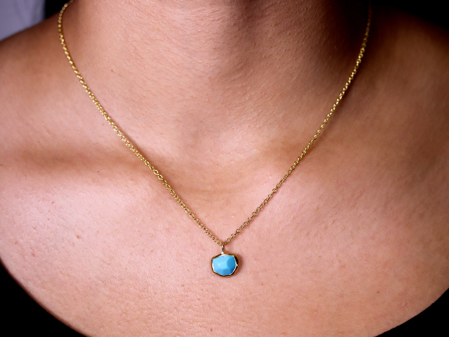 Bezel Set Turquoise Pendant Necklace